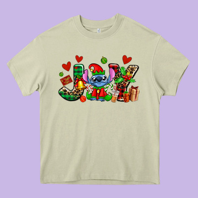 Joy With Christmas Elf Stitch Heavy Core Tee Designed By Adodesignshop