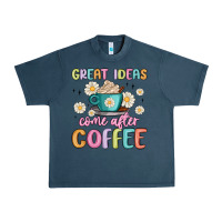 Midnight Navy great ideas come after coffee Urban Heavy Tee - MaliasSmallBusiness