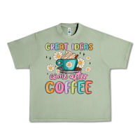 Oil Green great ideas come after coffee Urban Heavy Tee - MaliasSmallBusiness