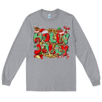 Heather Grey holly jolly christmas Long Sleeve Tee - MaliasSmallBusiness