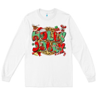 White holly jolly christmas Long Sleeve Tee - MaliasSmallBusiness