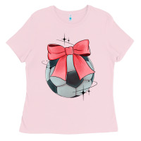 Bubblegum Pink coquette soccer bow Ladies Tee - JahusDesignShop