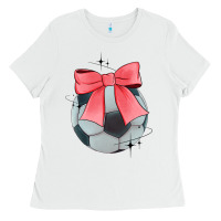 White coquette soccer bow Ladies Tee - JahusDesignShop