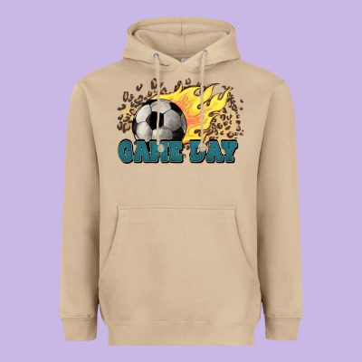 Game Day Soccer Leopard Flames Fireball Heavyweight Hoodie Designed By Howdyjamesfarm