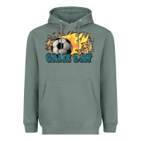 Sage Game day Soccer leopard flames fireball Heavyweight Hoodie - HowdyJamesFarm