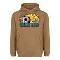 Toasted Coconut Game day Soccer leopard flames fireball Heavyweight Hoodie - HowdyJamesFarm