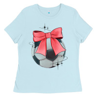 Baby Blue coquette soccer bow Ladies Tee - JahusDesignShop