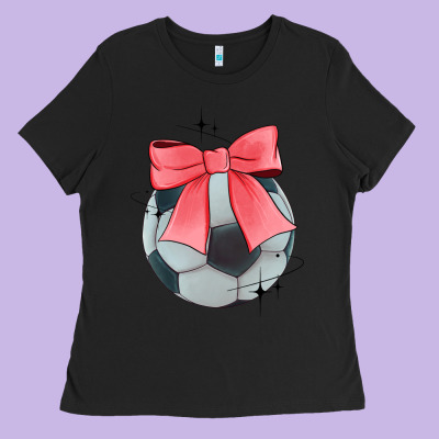 Coquette Soccer Bow Ladies Tee Designed By Jahusdesignshop