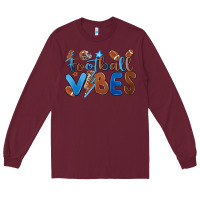 Burgundy football vibes Long Sleeve Tee - MaliasSmallBusiness