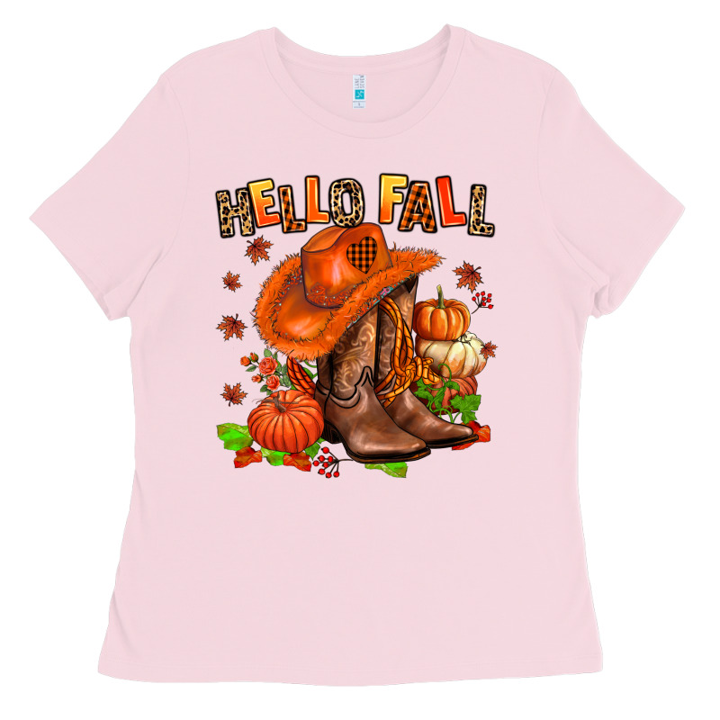 Hello Fall Pumpkins  Cowgirl  And Roses Ladies Tee by AdoDesignShop | Teevron