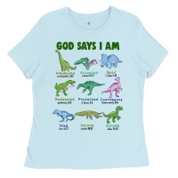 Baby Blue god says i am dinosaurs Ladies Tee - JahusDesignShop