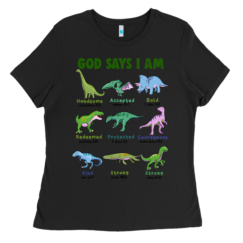 God Says I Am Dinosaurs Ladies Tee by JahusDesignShop | Teevron