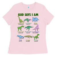 Bubblegum Pink god says i am dinosaurs Ladies Tee - JahusDesignShop