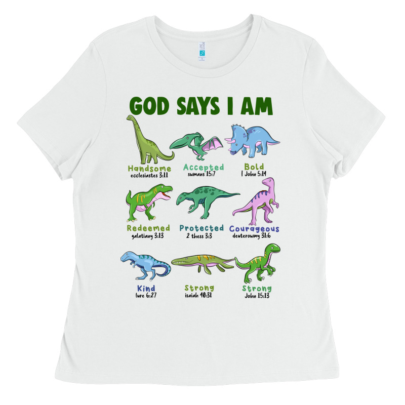 God Says I Am Dinosaurs Ladies Tee by JahusDesignShop | Teevron