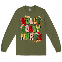 Army Green holly jolly nurse Long Sleeve Tee - MaliasSmallBusiness