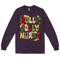 Plum holly jolly nurse Long Sleeve Tee - MaliasSmallBusiness
