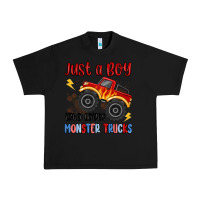 Black just a boy who loves monster trucks Urban Heavy Tee - MaliasSmallBusiness