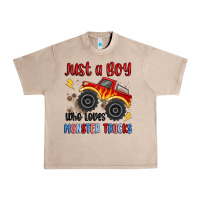 French Oak just a boy who loves monster trucks Urban Heavy Tee - MaliasSmallBusiness