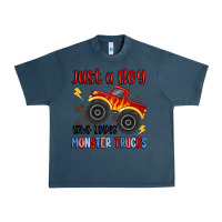 Midnight Navy just a boy who loves monster trucks Urban Heavy Tee - MaliasSmallBusiness