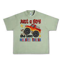 Oil Green just a boy who loves monster trucks Urban Heavy Tee - MaliasSmallBusiness