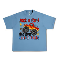 Pebble Blue just a boy who loves monster trucks Urban Heavy Tee - MaliasSmallBusiness