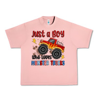 Salmon just a boy who loves monster trucks Urban Heavy Tee - MaliasSmallBusiness