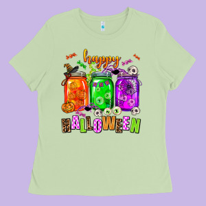 Happy Halloween Jars And Horror Ladies Tee Designed By Adodesignshop