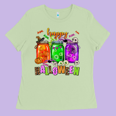 Happy Halloween Jars And Horror Ladies Tee Designed By Adodesignshop