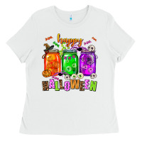 White happy halloween jars and horror Ladies Tee - AdoDesignShop