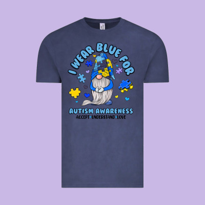 I Wear Blue For Autism Awareness Vintage Tee Designed By Jahusdesignshop