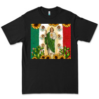 Black San Judas with Mexican Flag Premium Tee - JahusDesignShop