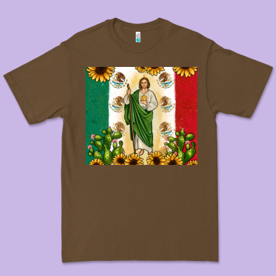 San Judas With Mexican Flag Premium Tee Designed By Jahusdesignshop