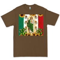 Cacao San Judas with Mexican Flag Premium Tee - JahusDesignShop