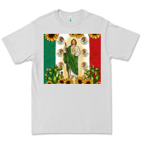 Dove Grey San Judas with Mexican Flag Premium Tee - JahusDesignShop