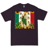 Plum San Judas with Mexican Flag Premium Tee - JahusDesignShop