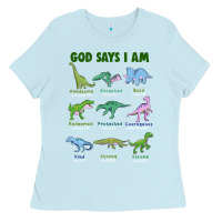 Baby Blue god says i am dinosaurs Ladies Tee - JahusDesignShop