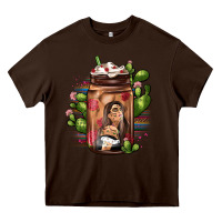 Chocolate Brown mexican coffee cup cactus Heavy Core Tee - JahusDesignShop