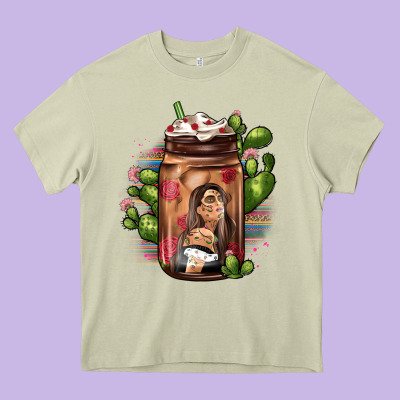 Mexican Coffee Cup Cactus Heavy Core Tee Designed By Jahusdesignshop