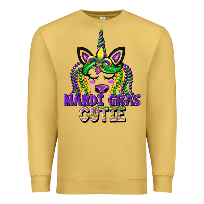 Mardi Gras Cutie Unicorn Premium Sweatshirt by CowGirlArtShop | Teevron
