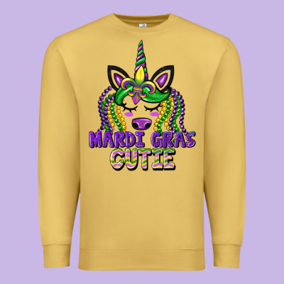 Mardi Gras Cutie Unicorn Premium Sweatshirt Designed By Cowgirlartshop
