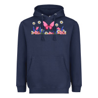 Navy butterflies and flowers Heavyweight Hoodie - TumblerDesignByShophia
