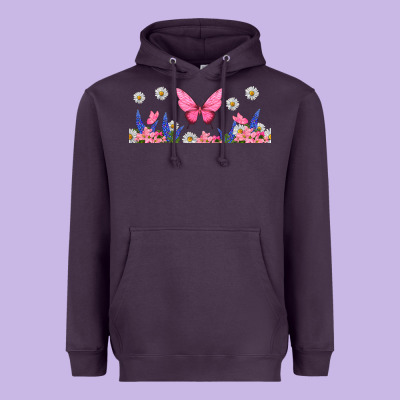 Butterflies And Flowers Heavyweight Hoodie Designed By Tumblerdesignbyshophia