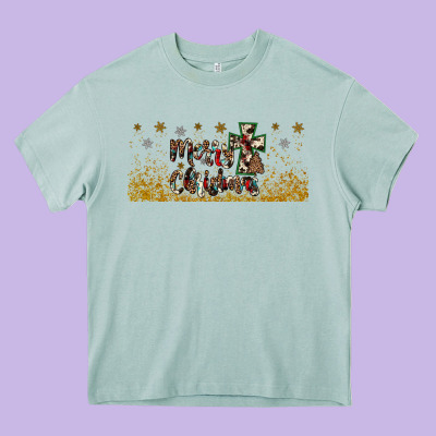 Merry Christmas Cross Heavy Core Tee Designed By Jahusdesignshop