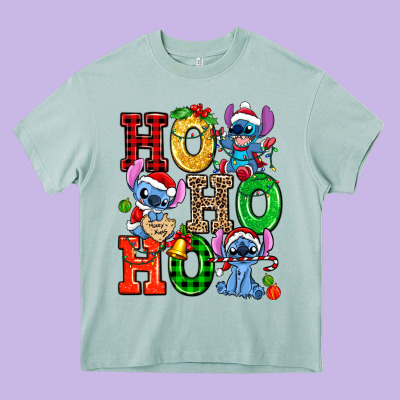 Ho Ho Ho Stitch Heavy Core Tee Designed By Adodesignshop
