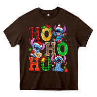 Chocolate Brown ho ho ho stitch Heavy Core Tee - AdoDesignShop
