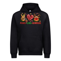 Black Peace Love Reindeer Christmas Urban Hoodie - BundleAndBundleShop