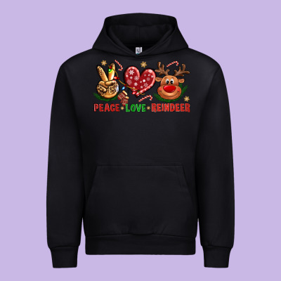 Peace Love Reindeer Christmas Urban Hoodie Designed By Bundleandbundleshop