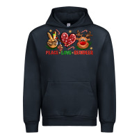 Navy Peace Love Reindeer Christmas Urban Hoodie - BundleAndBundleShop