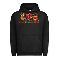 Pigment Black Peace Love Reindeer Christmas Urban Hoodie - BundleAndBundleShop