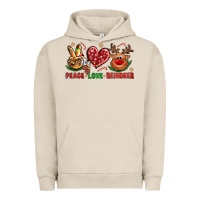 Pigment French Oak Peace Love Reindeer Christmas Urban Hoodie - BundleAndBundleShop